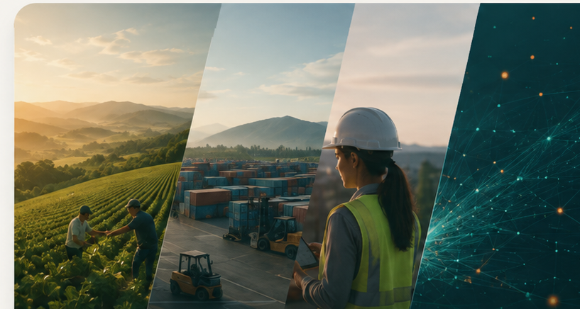 People working across real-world operations, connected through technology and information.